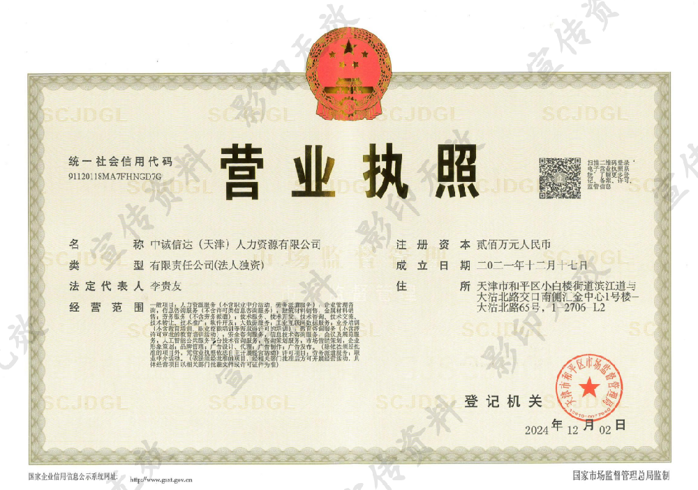 中誠(chéng)信達(dá)(天津)人力資源有限公司
